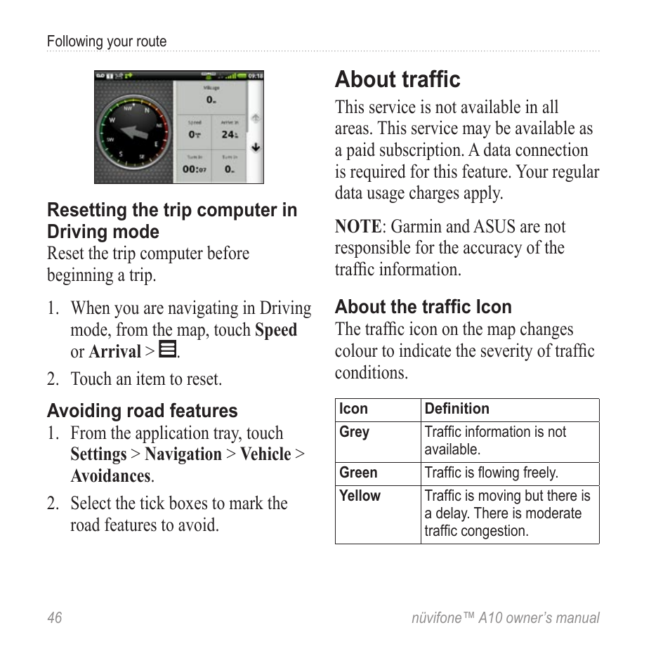 About traffic | Graco NUVIFONE A10 User Manual | Page 54 / 136