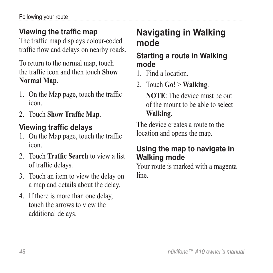 Navigating in walking mode | Graco NUVIFONE A10 User Manual | Page 56 / 136