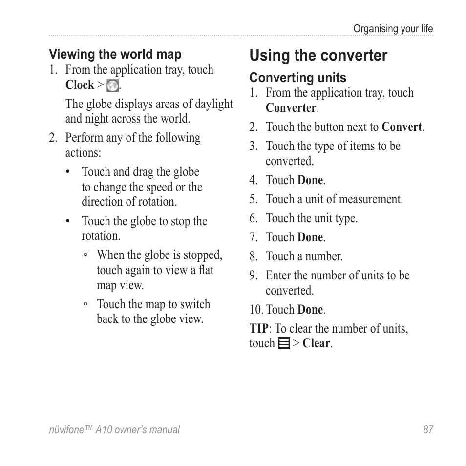 Using the converter | Graco NUVIFONE A10 User Manual | Page 95 / 136