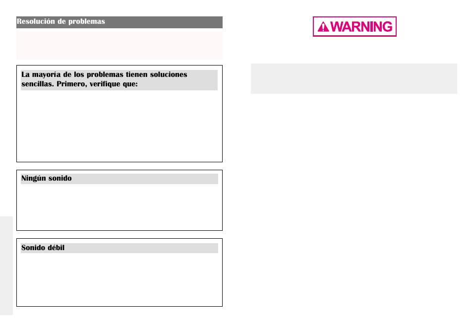 Resolución de problemas, Sonido débil ningún sonido | Graco 2745 User Manual | Page 20 / 21