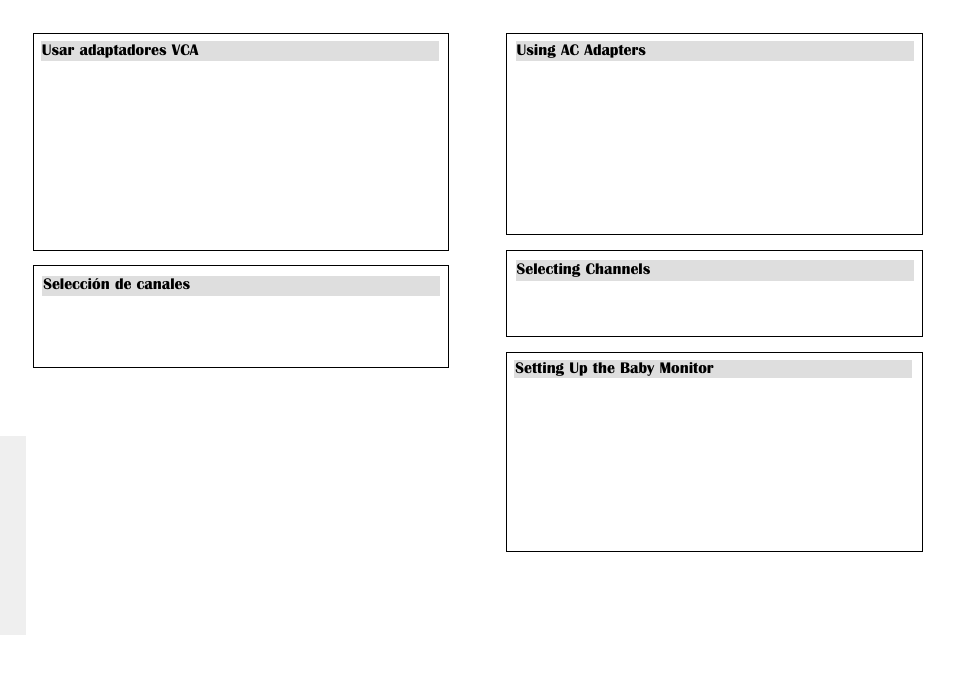 Selecting channels, Using ac adapters, Setting up the baby monitor | Usar adaptadores vca, Selección de canales | Graco 2745 User Manual | Page 7 / 21
