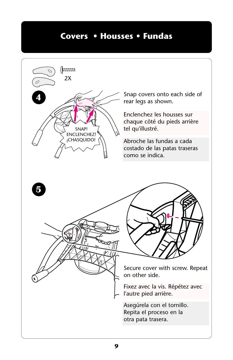 Covers • housses • fundas | Graco HARMONY ISPH009AA User Manual | Page 9 / 32