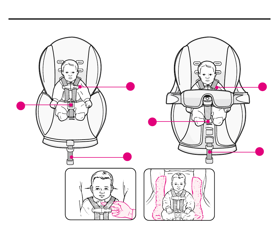 Point models overhead shield models, Placing child in child restraint | Graco COMFORTSPORT ISPC054BA User Manual | Page 19 / 84