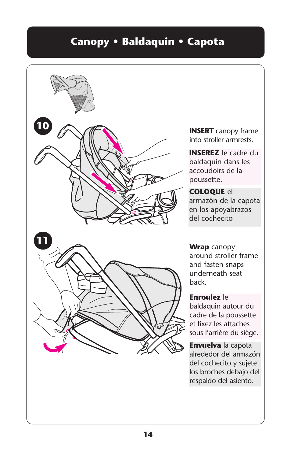 Canopy • baldaquin • capota | Graco ISPA189AA User Manual | Page 14 / 36