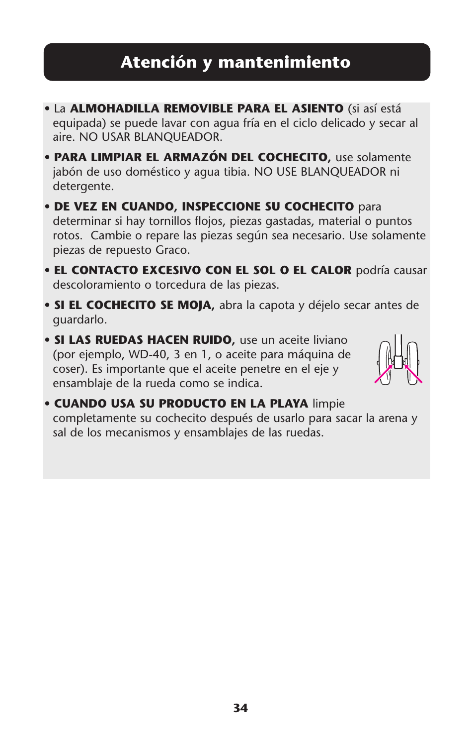 Atención y mantenimiento | Graco ISPA189AA User Manual | Page 34 / 36