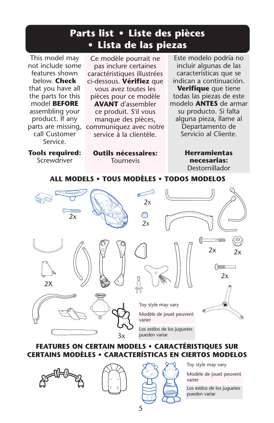 0arts s | Graco Silhouette 1761304 User Manual | Page 5 / 44