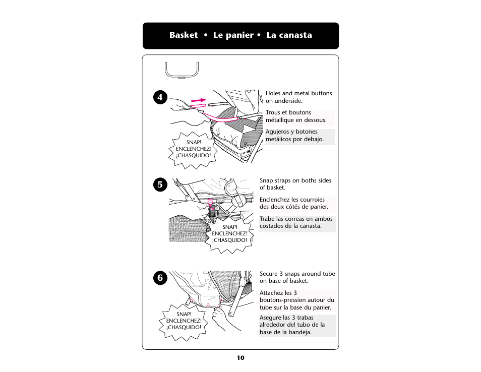 Basket • le panier • la canasta | Graco ISPA109AB User Manual | Page 10 / 44