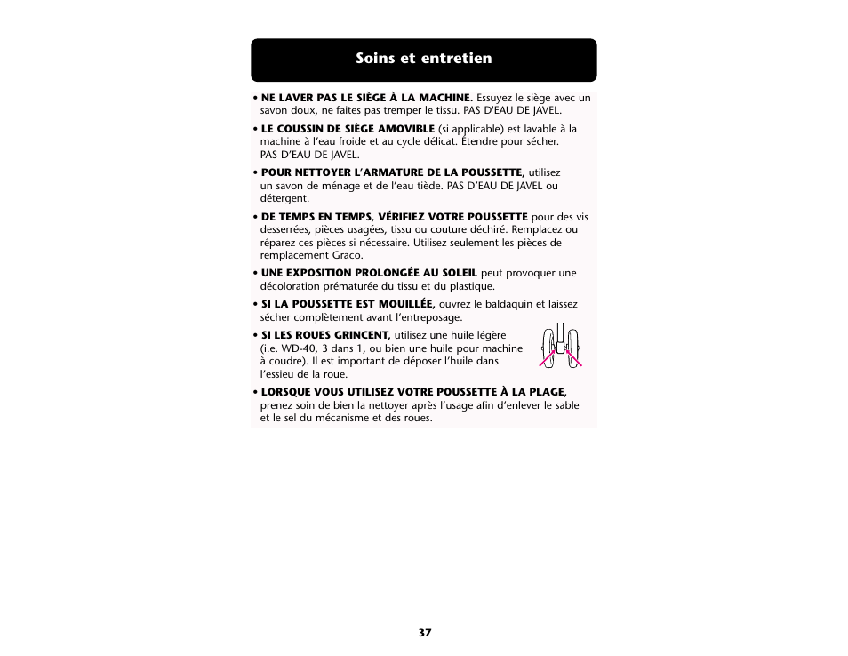 Soins et entretien | Graco ISPA109AB User Manual | Page 37 / 44