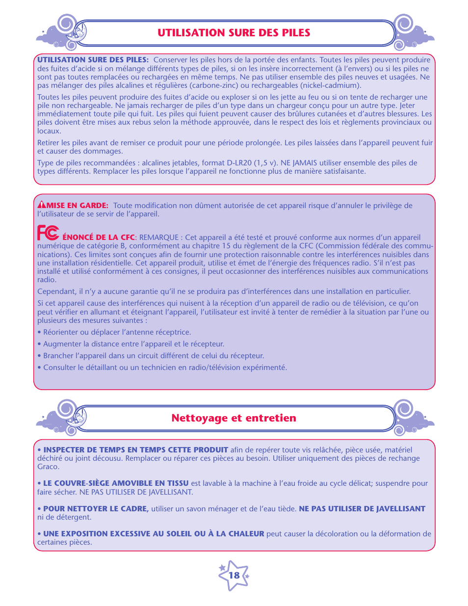 Nettoyage et entretien, Utilisation sure des piles | Graco ISPS057AC User Manual | Page 18 / 20