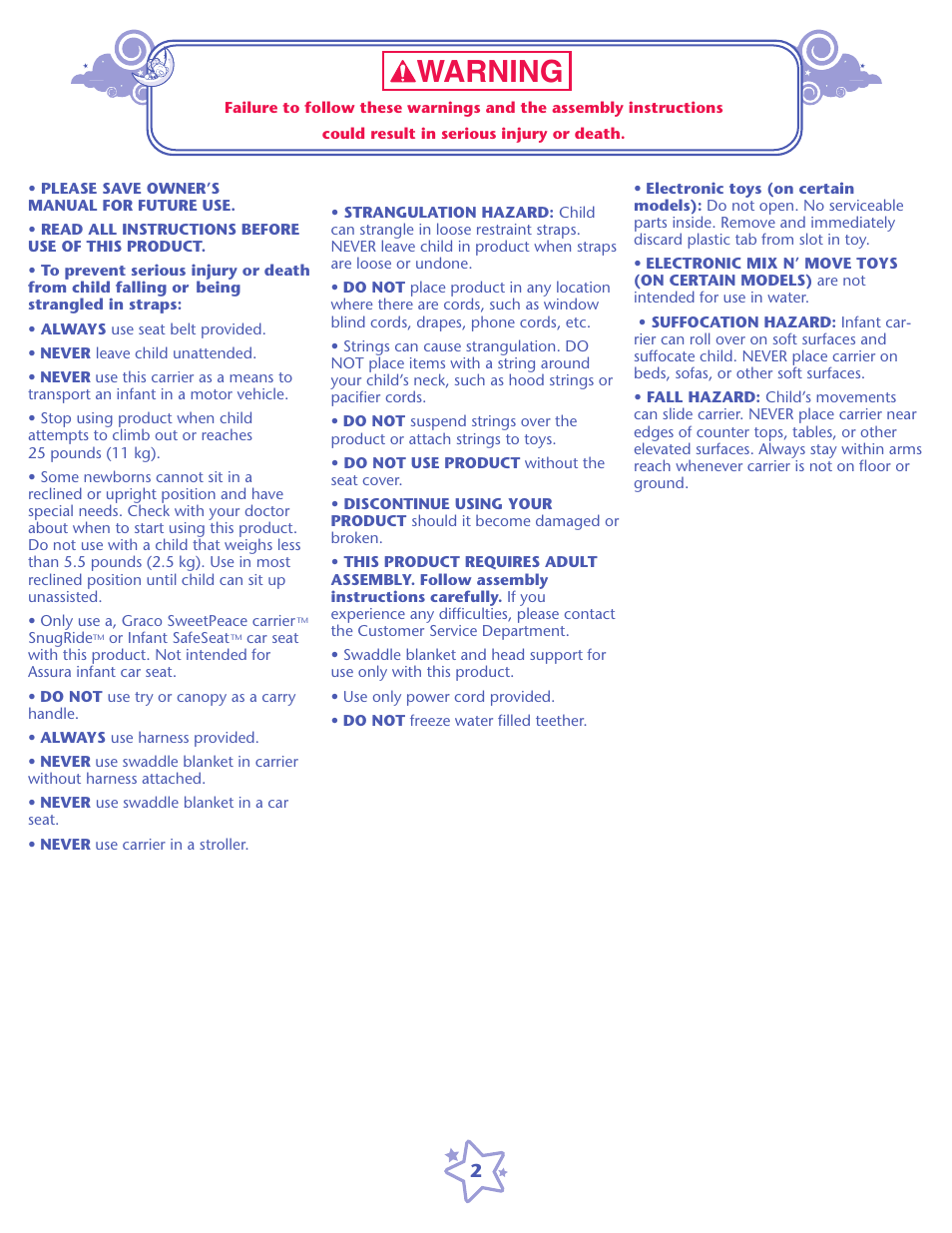 Warning | Graco ISPS057AC User Manual | Page 2 / 20