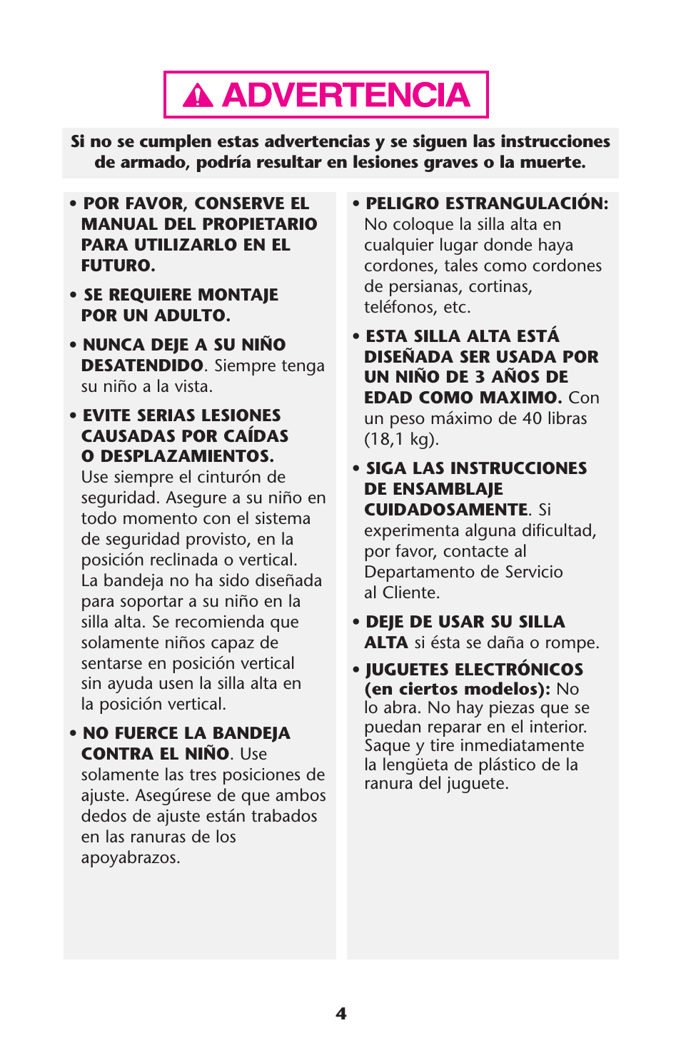 Graco Meal Time ISPH016AD User Manual | Page 4 / 28