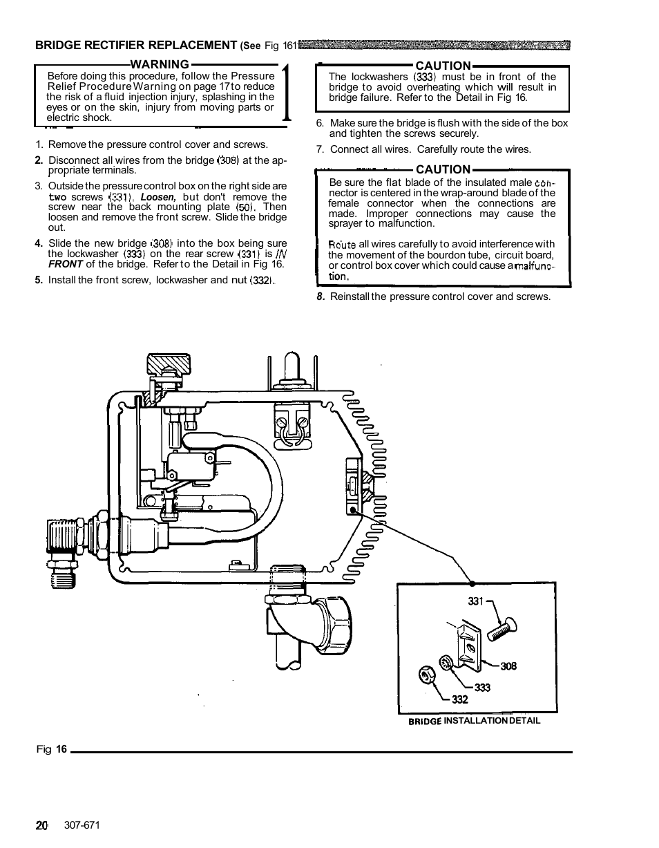 Bridge rectifier replacement | Graco ULTRA AIRLESS 230-963 User Manual | Page 21 / 37