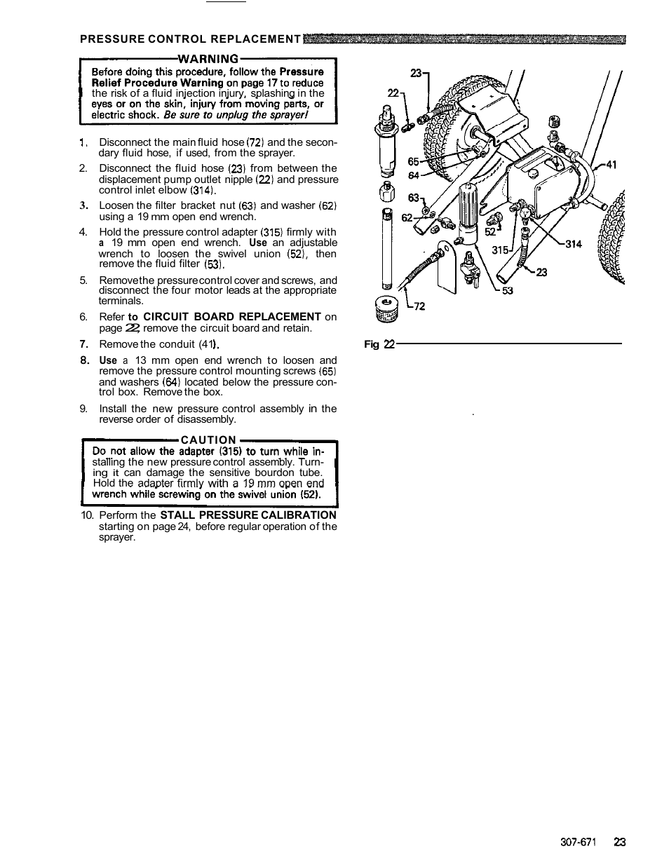Pressure control replacement | Graco ULTRA AIRLESS 230-963 User Manual | Page 24 / 37