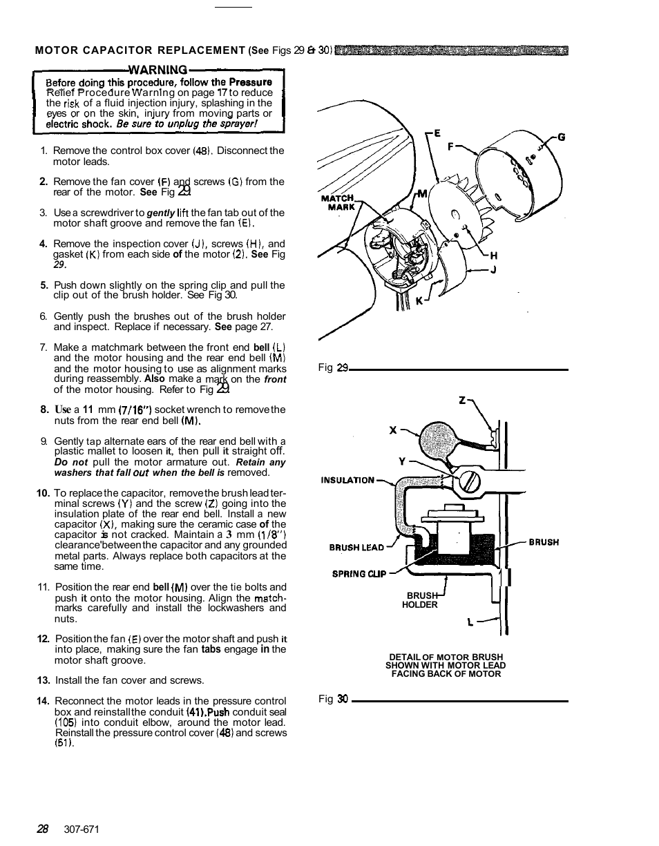 Motor capacitor replacement | Graco ULTRA AIRLESS 230-963 User Manual | Page 29 / 37
