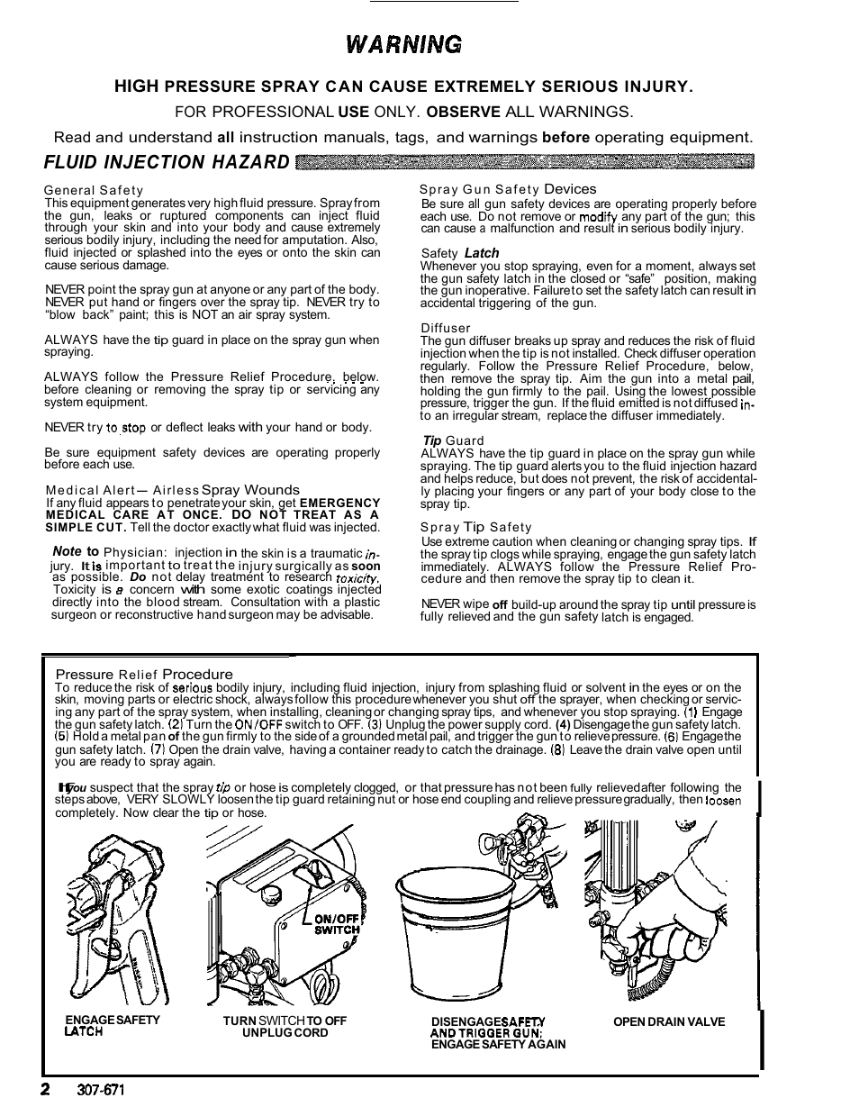 Warnings, Hazard, Fluid injection | High | Graco ULTRA AIRLESS 230-963 User Manual | Page 3 / 37