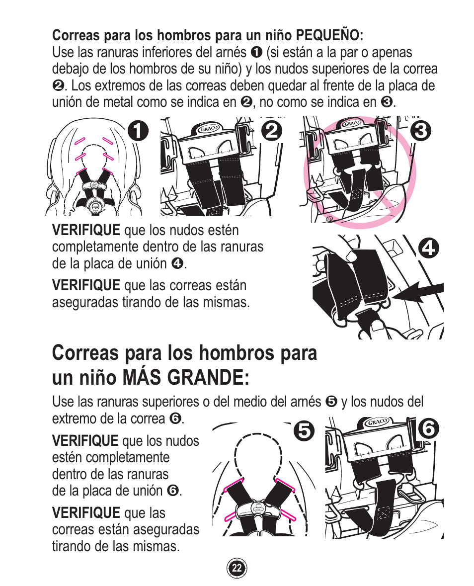 Correas para los hombros para un niño más grande | Graco Quattro Tour PD120916A User Manual | Page 106 / 128