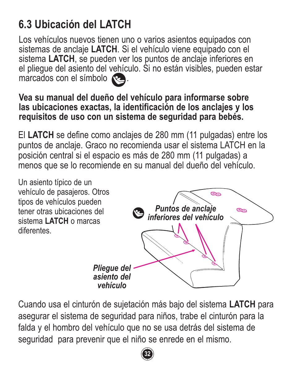 3 ubicación del latch | Graco Quattro Tour PD120916A User Manual | Page 116 / 128