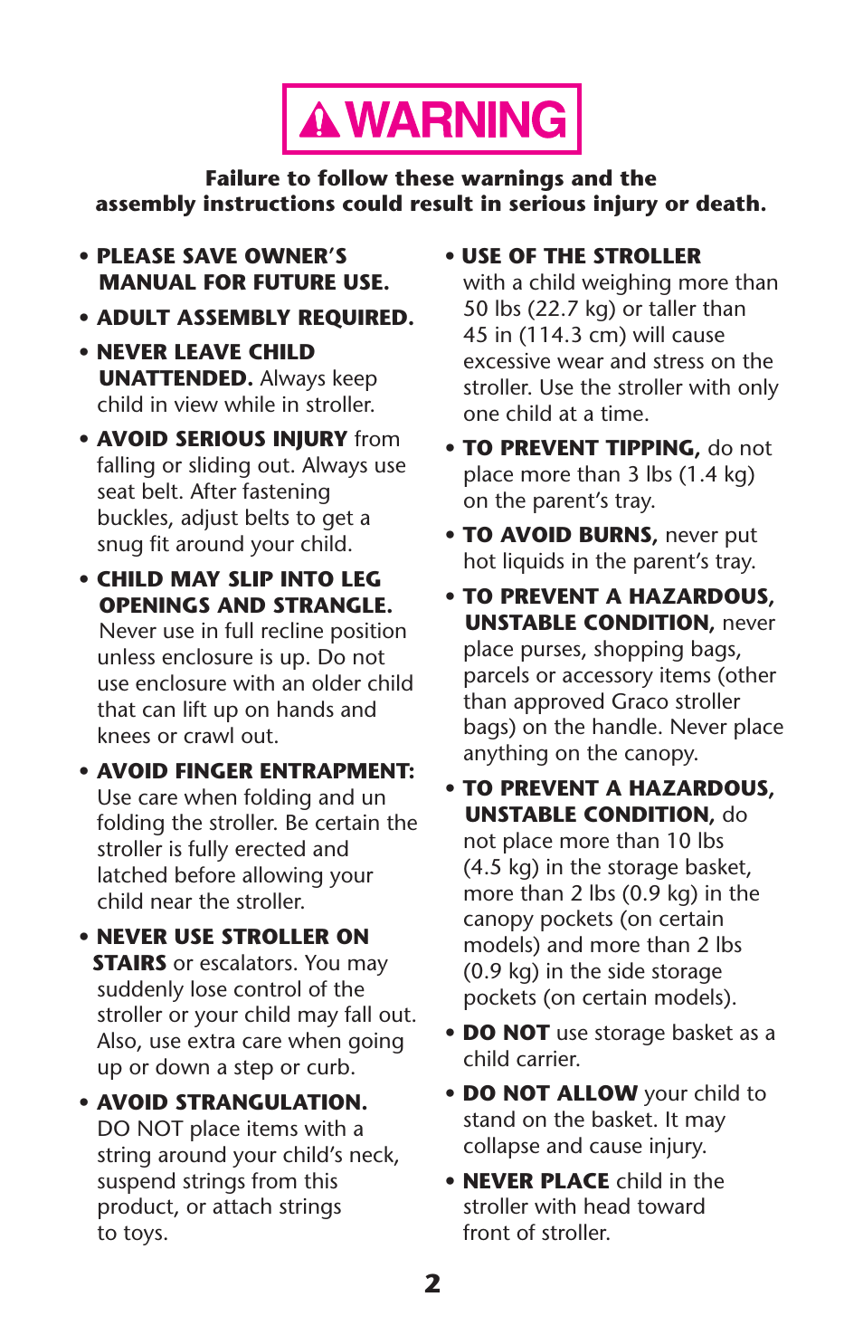 Graco Quattro Tour PD120916A User Manual | Page 2 / 128