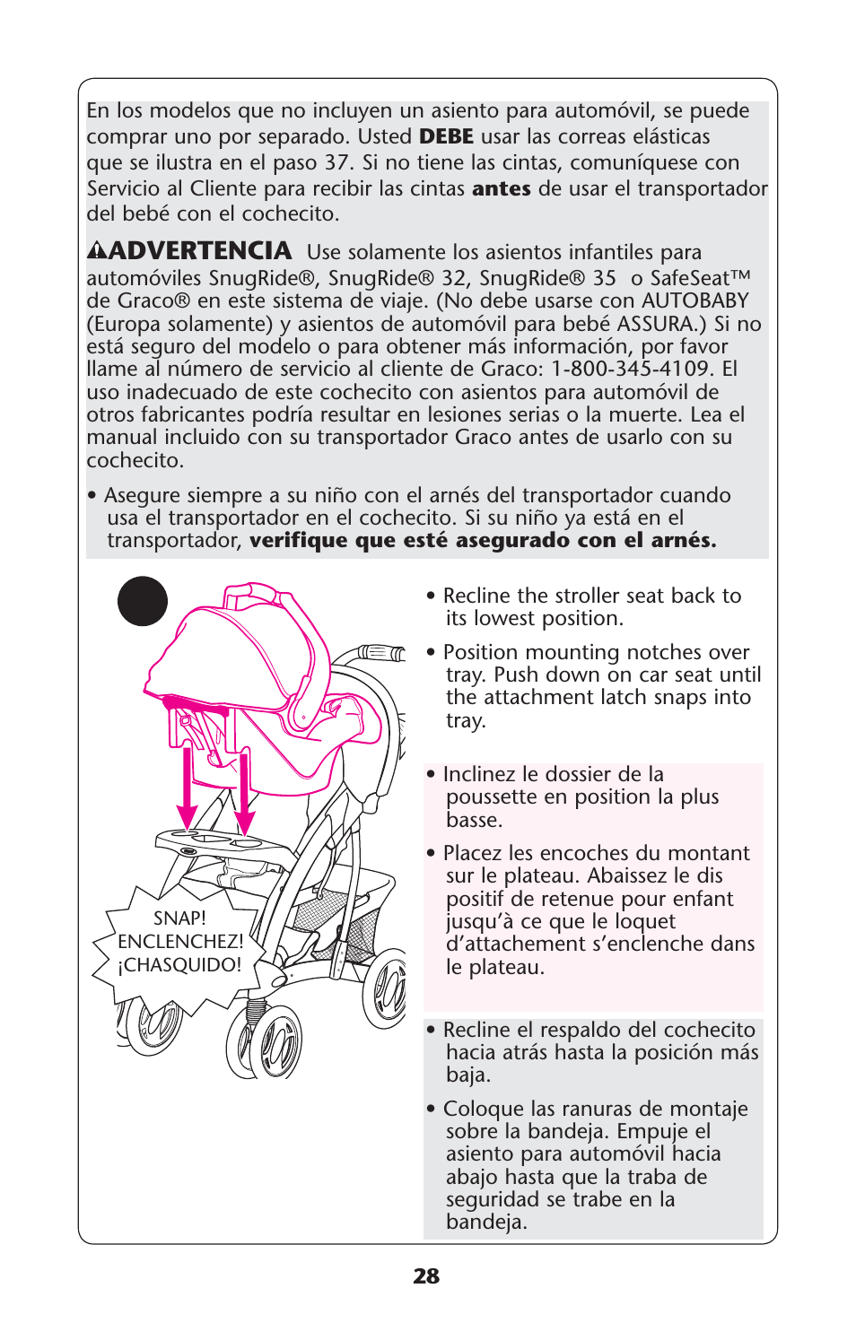 Graco Quattro Tour PD120916A User Manual | Page 28 / 128