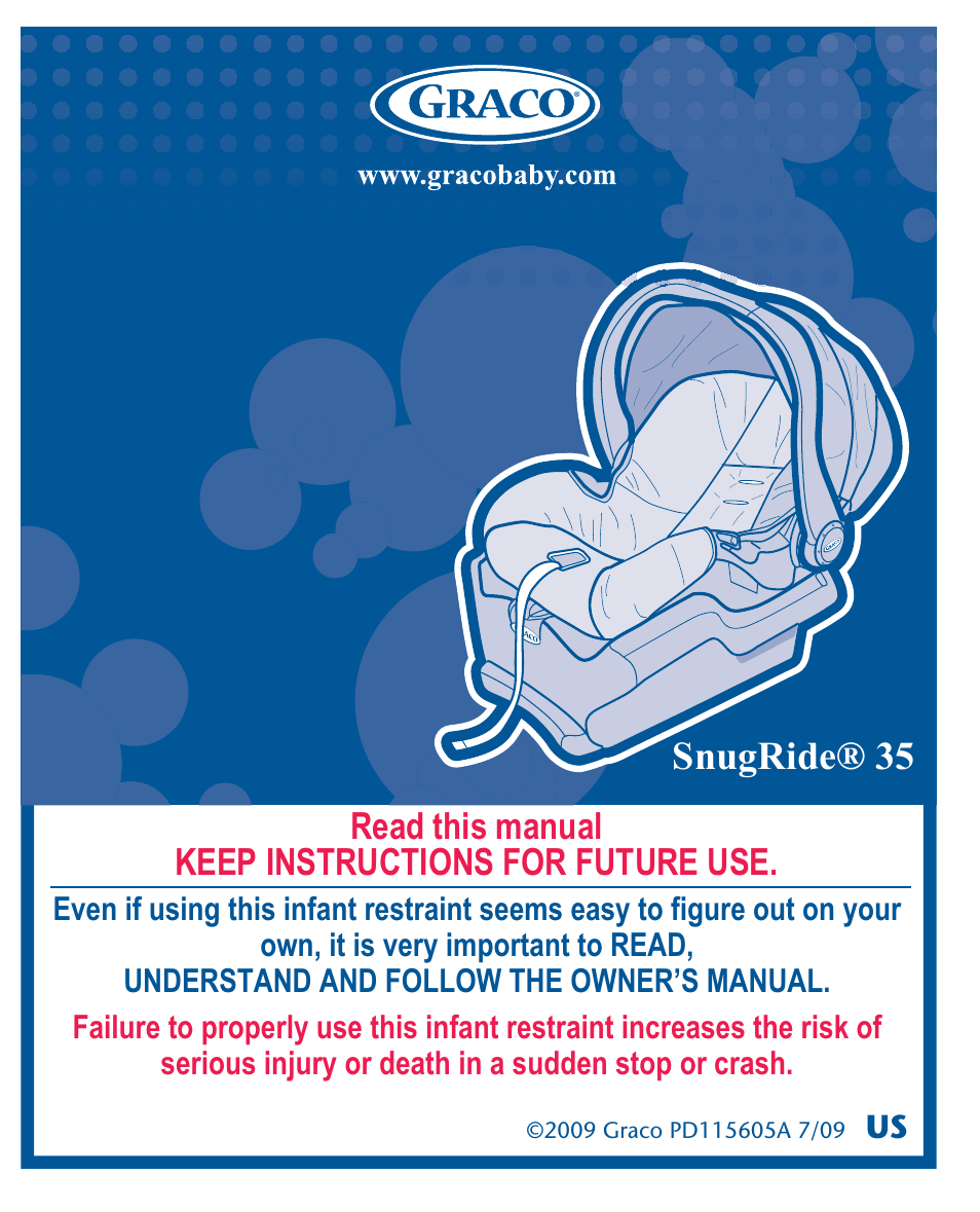 Snugride® 35, Read this manual keep instructions for future use | Graco Quattro Tour PD120916A User Manual | Page 41 / 128