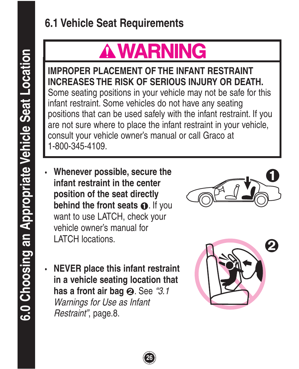 0 choosing an appr opriate v ehic le seat location | Graco Quattro Tour PD120916A User Manual | Page 66 / 128