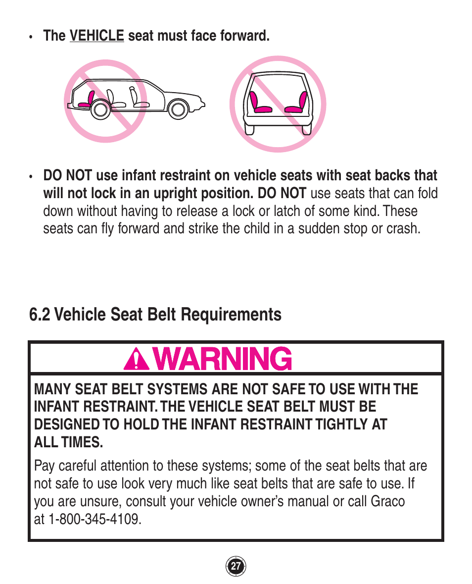 2 vehicle seat belt requirements | Graco Quattro Tour PD120916A User Manual | Page 67 / 128