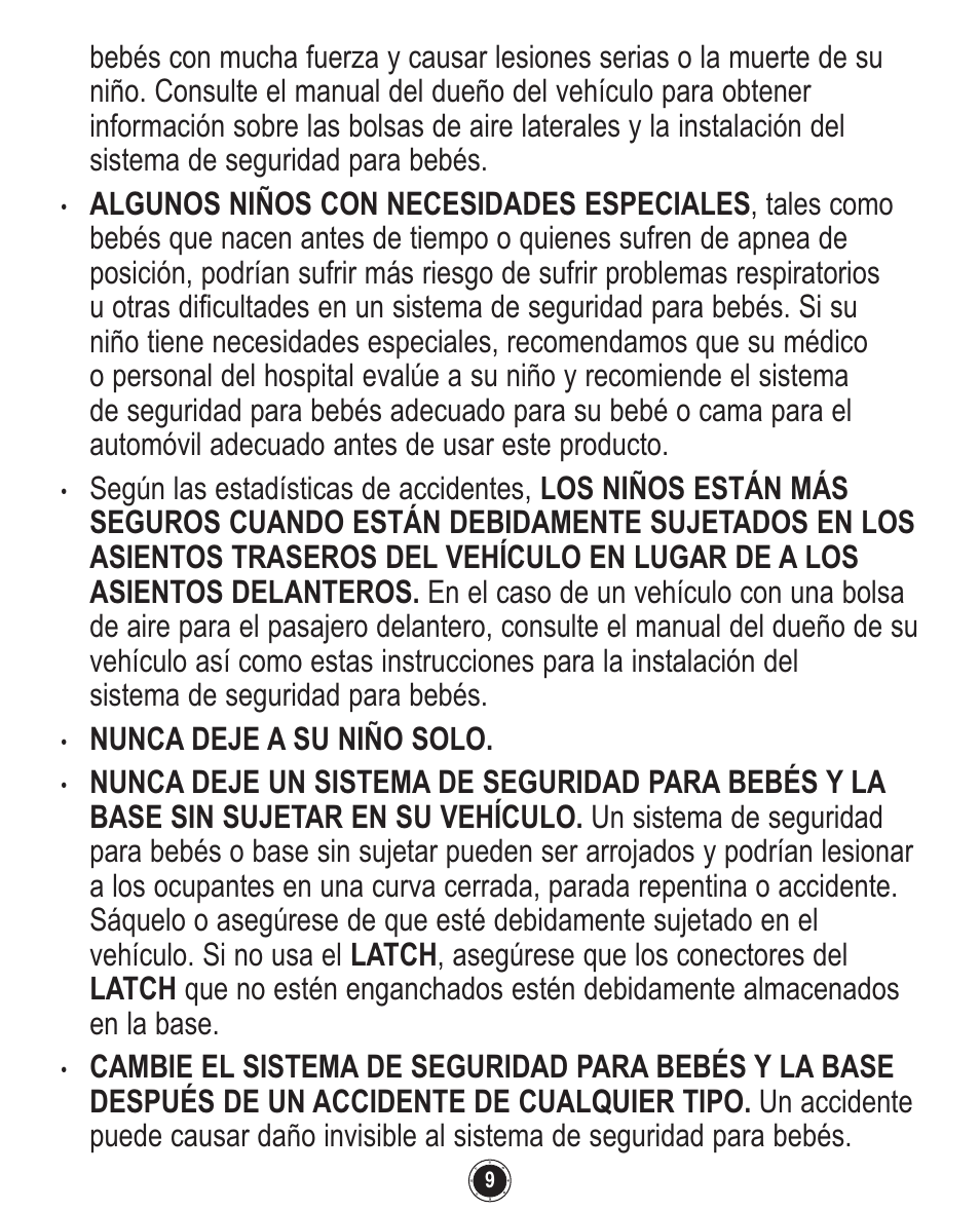 Nunca deje a su niño solo | Graco Quattro Tour PD120916A User Manual | Page 93 / 128