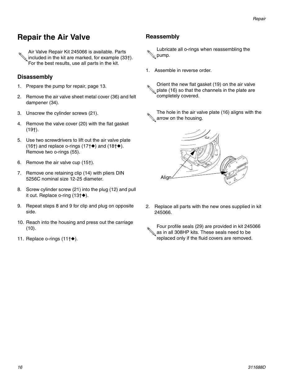 Repair the air valve | Graco TRITON 3D150 User Manual | Page 16 / 28