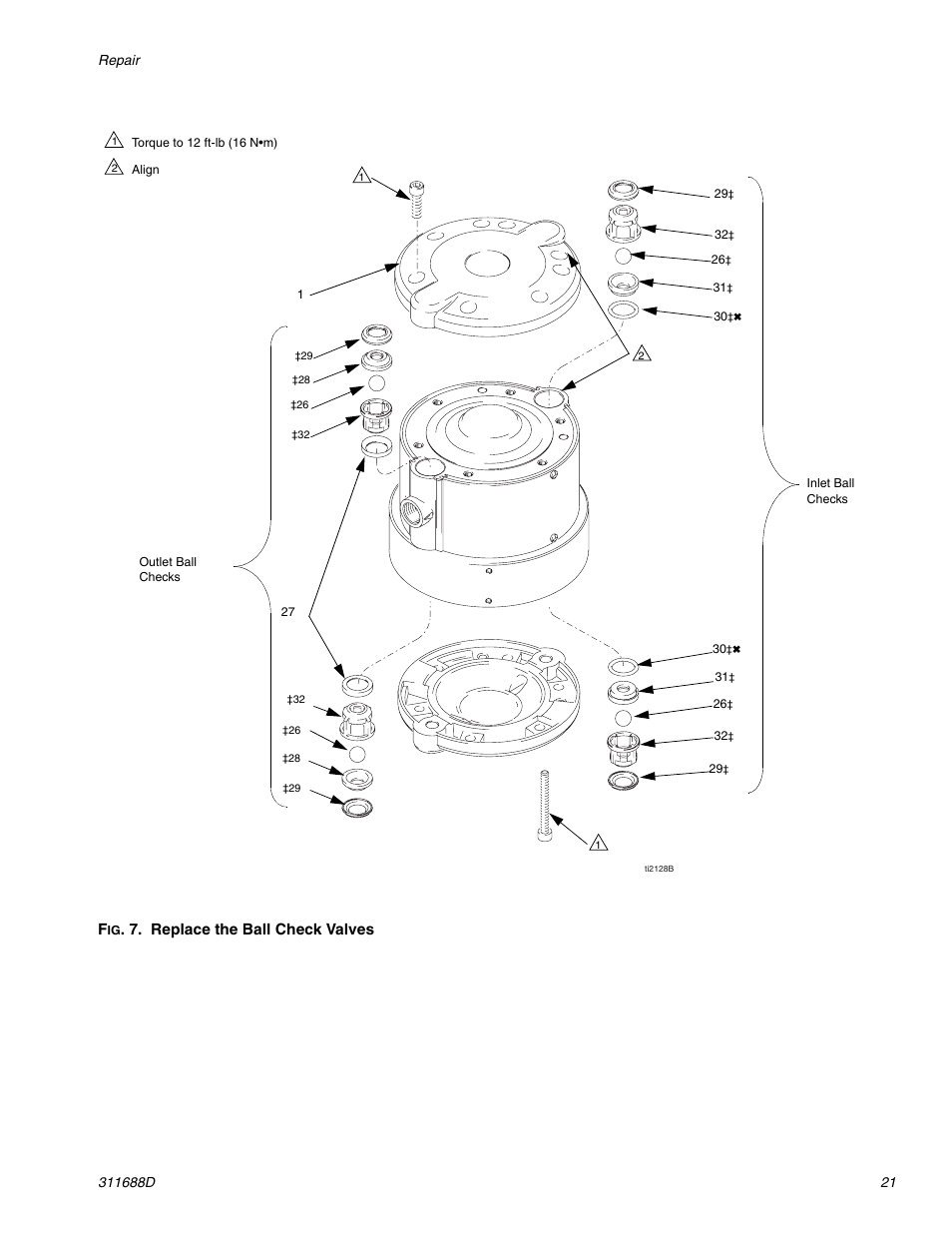 In f, Replace the ball check valves | Graco TRITON 3D150 User Manual | Page 21 / 28