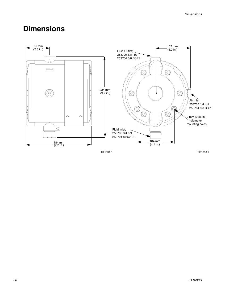 Dimensions | Graco TRITON 3D150 User Manual | Page 26 / 28