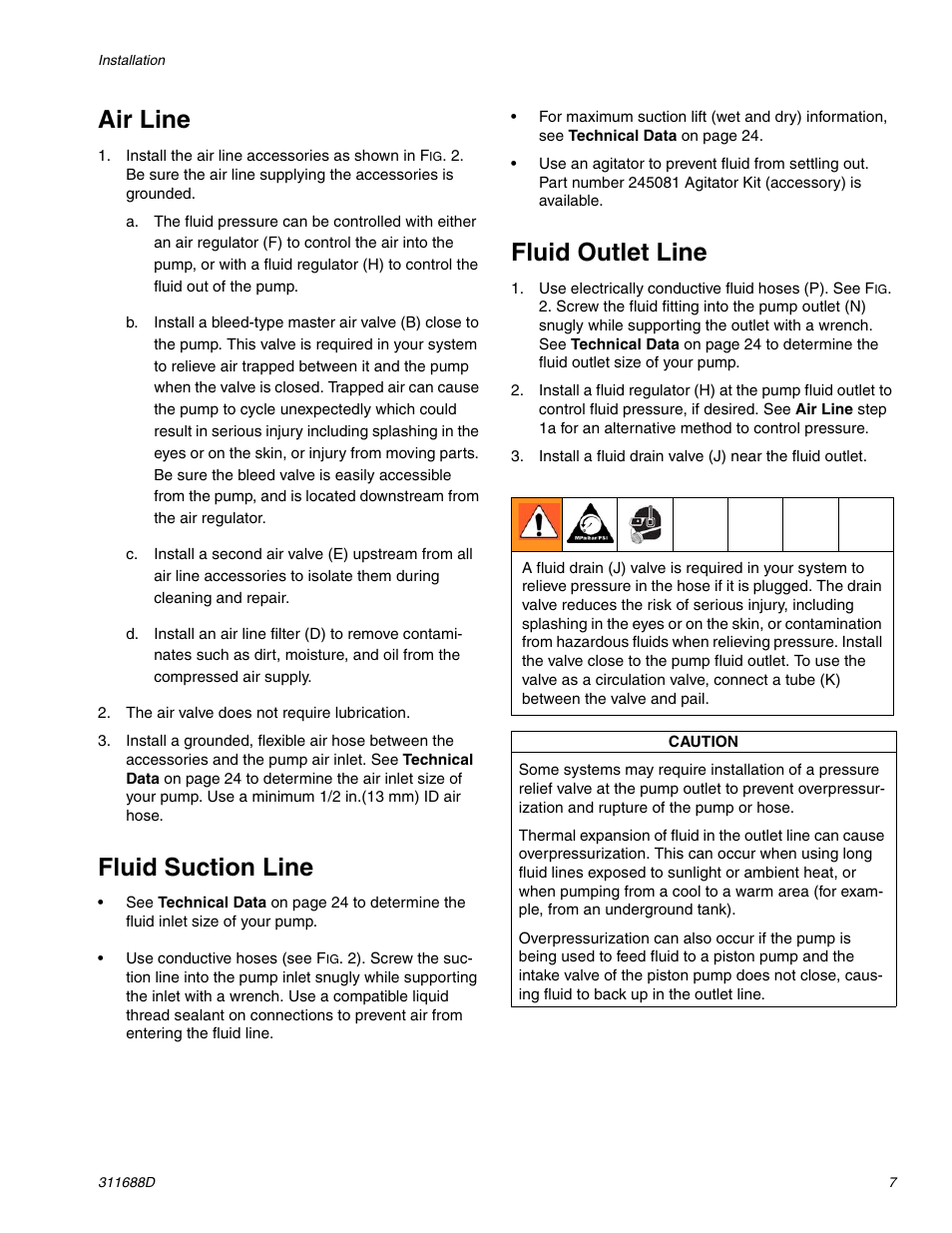 Air line, Fluid suction line, Fluid outlet line | Graco TRITON 3D150 User Manual | Page 7 / 28
