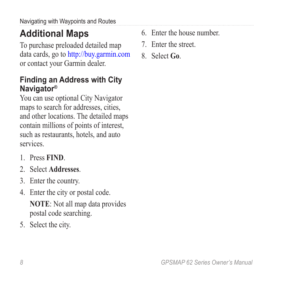 Additional maps | Graco GPSMAP 62 User Manual | Page 12 / 56