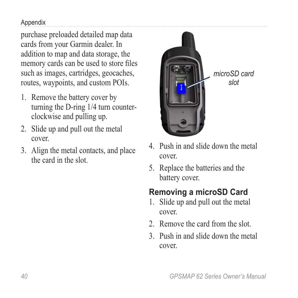 Graco GPSMAP 62 User Manual | Page 44 / 56