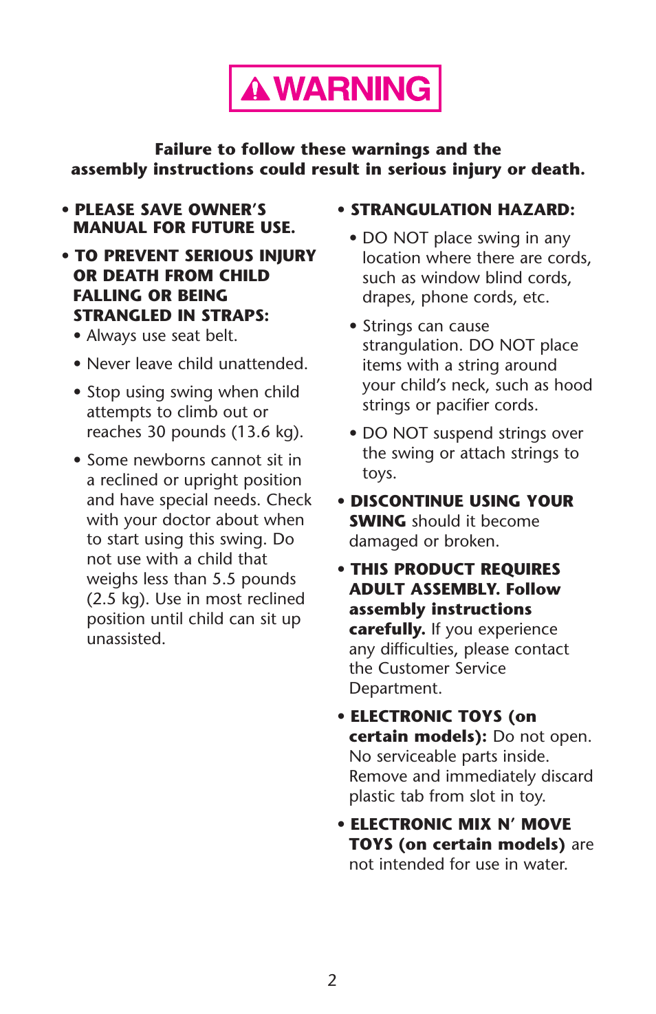 Graco Lovin' Hug 1761531 User Manual | Page 2 / 44