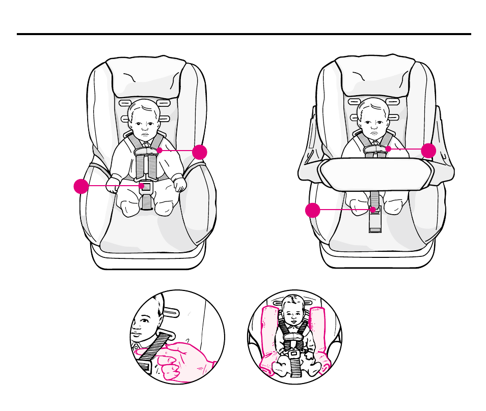 Modelos de 5 puntos, Modelos con barra protectora, Colocar al niño en el asiento de seguridad | Graco 44164 User Manual | Page 59 / 80