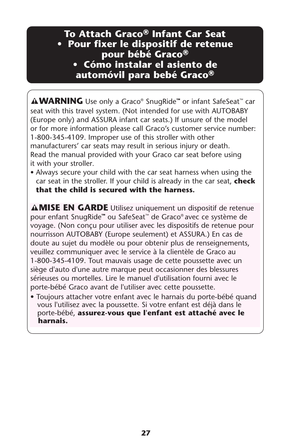 Mise en garde, Warning | Graco ISPA108AB User Manual | Page 27 / 129