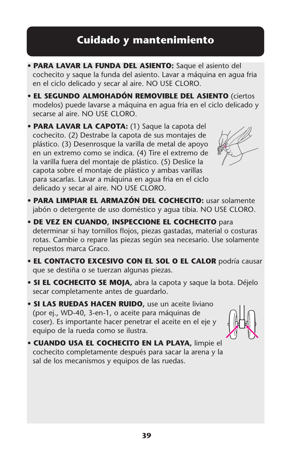 Cuidado y mantenimiento | Graco ISPA108AB User Manual | Page 39 / 129