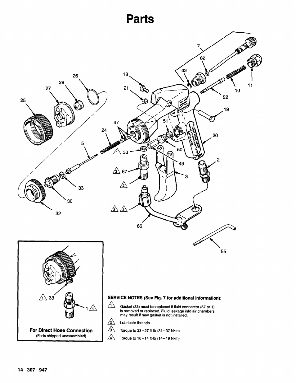 Parts | Graco HIGH EFFICIENCY LOW PRESSURE AA2000 User Manual | Page 14 / 20