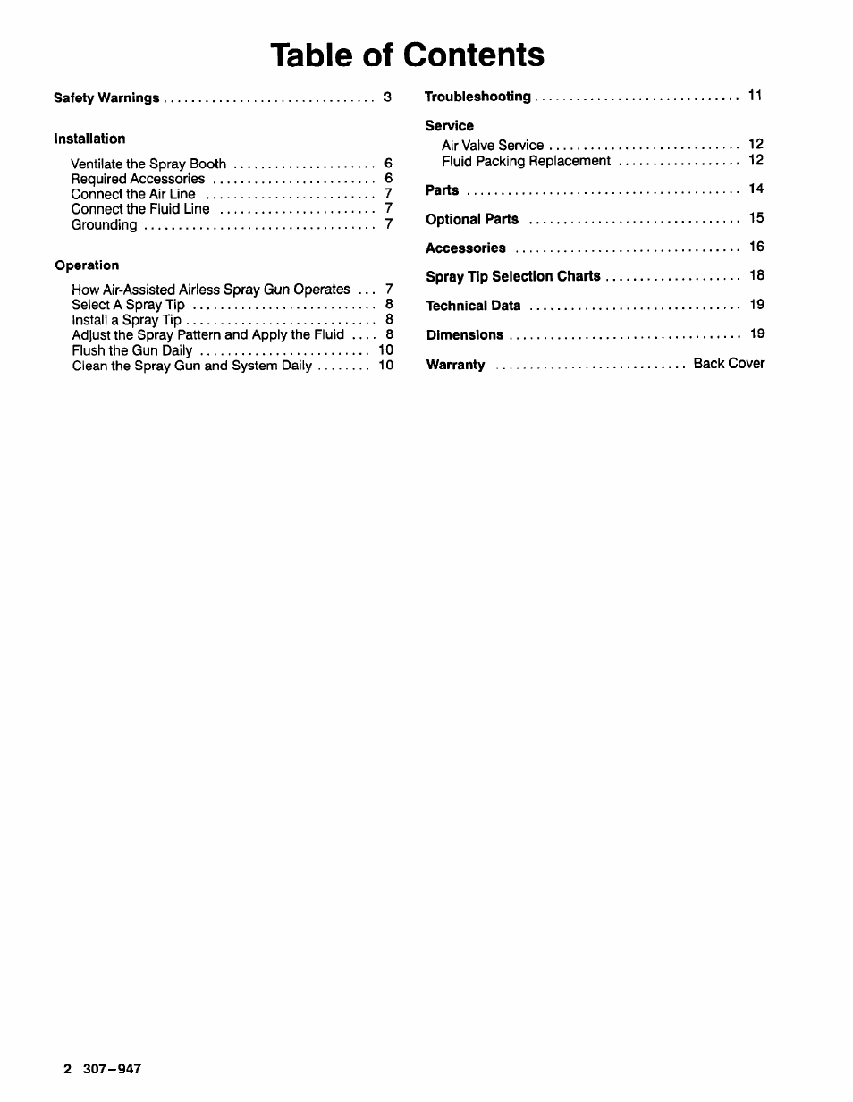 Graco HIGH EFFICIENCY LOW PRESSURE AA2000 User Manual | Page 2 / 20