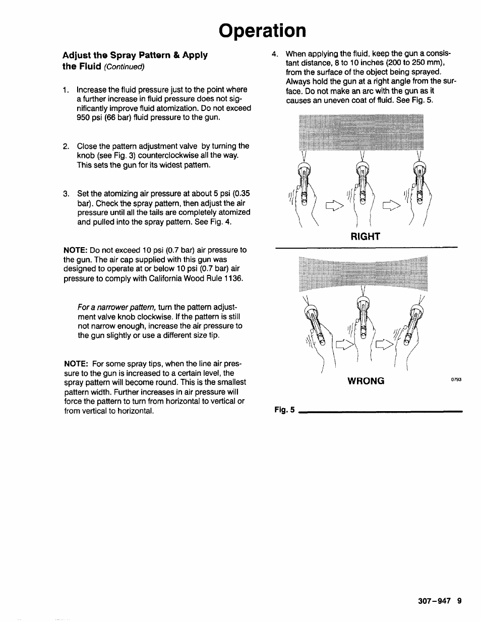 Right, Operation | Graco HIGH EFFICIENCY LOW PRESSURE AA2000 User Manual | Page 9 / 20