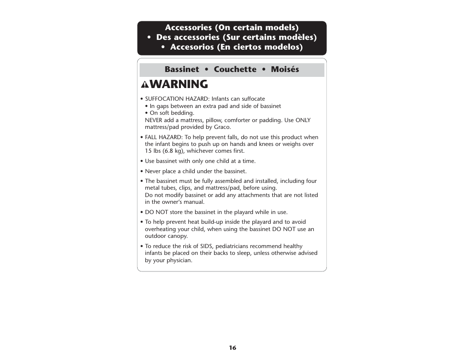 Warning | Graco ISPP056AB User Manual | Page 16 / 42