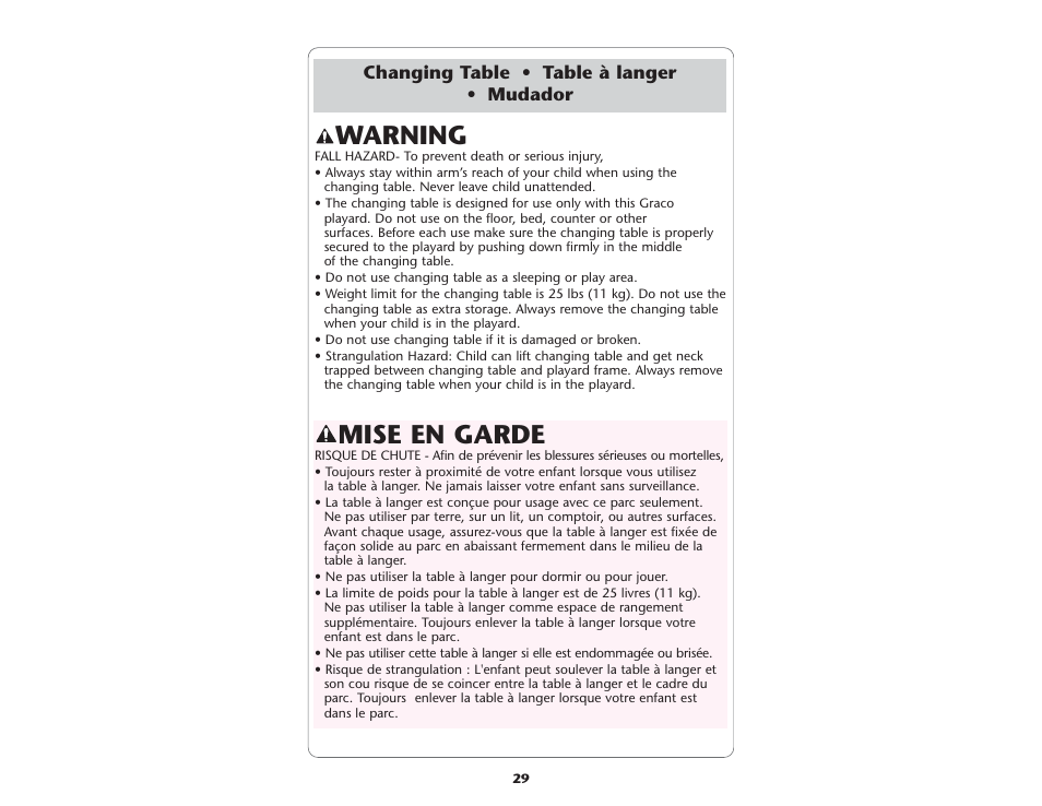 Mise en garde, Warning | Graco ISPP056AB User Manual | Page 29 / 42