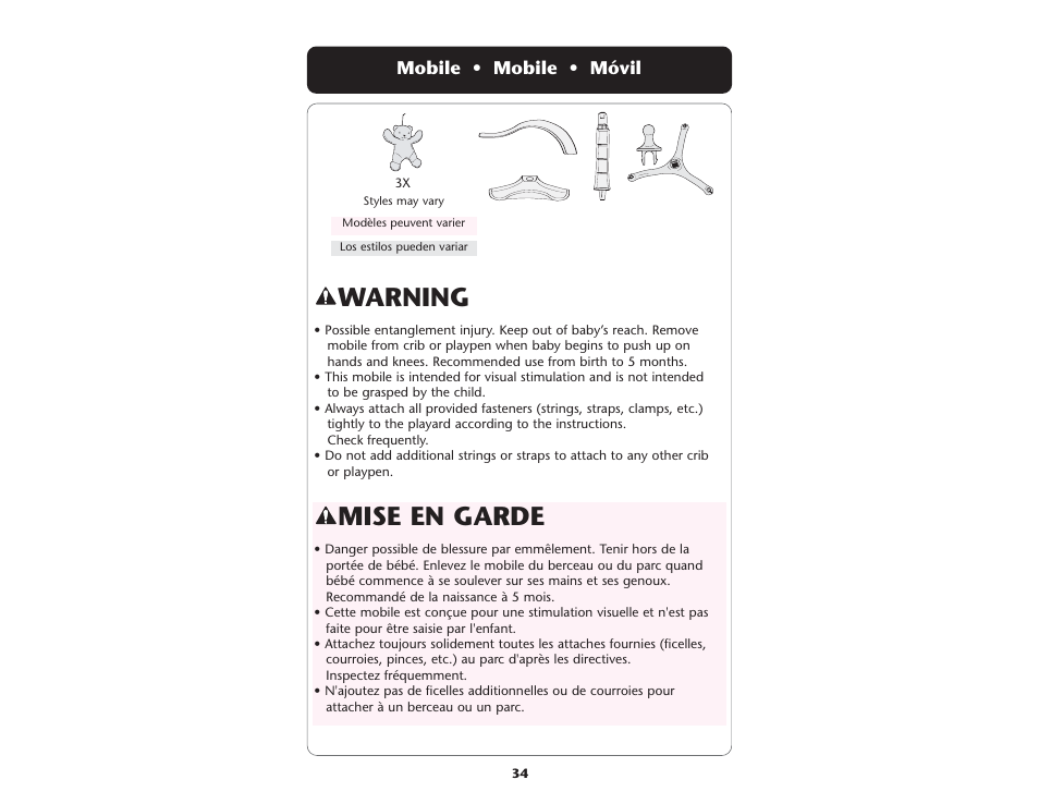 Warning, Mise en garde | Graco ISPP056AB User Manual | Page 34 / 42