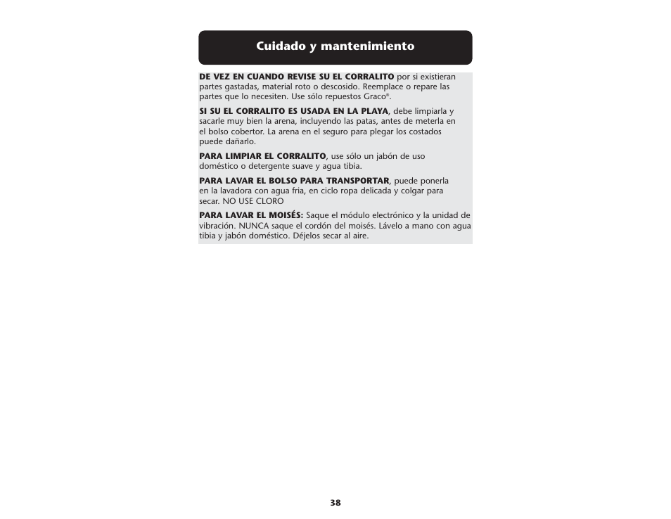 Cuidado y mantenimiento | Graco ISPP056AB User Manual | Page 38 / 42