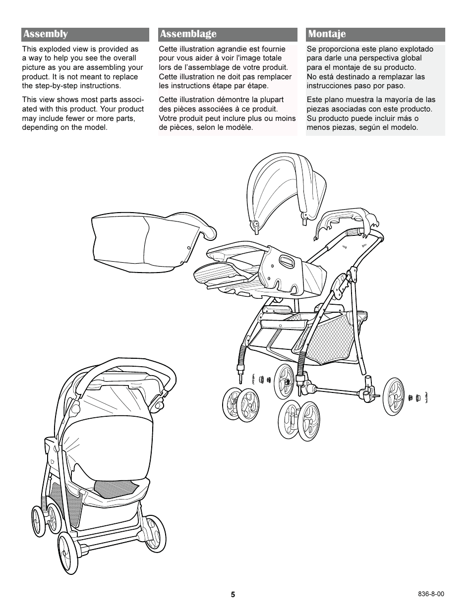 Assembly, Assemblage montaje | Graco 7588 User Manual | Page 5 / 65