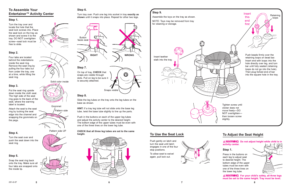 Activity center | Graco QC5070 User Manual | Page 2 / 3