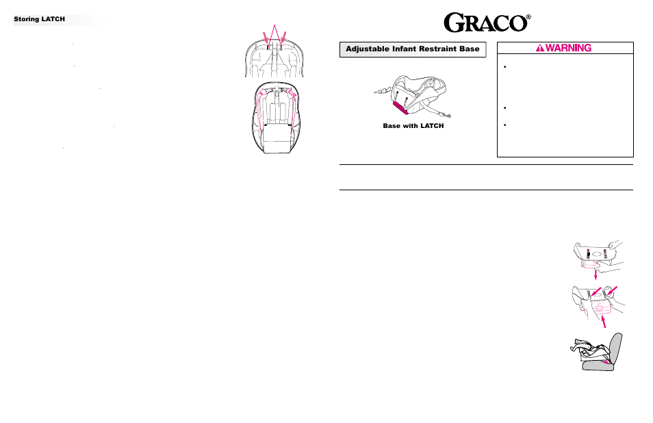 Adjustable infant restraint base | Graco Carseat User Manual | Page 4 / 8