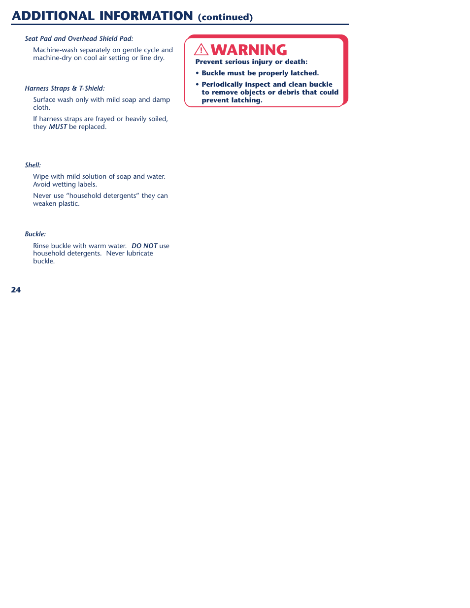 Warning, Additional information | Graco 1000 STETM User Manual | Page 26 / 54