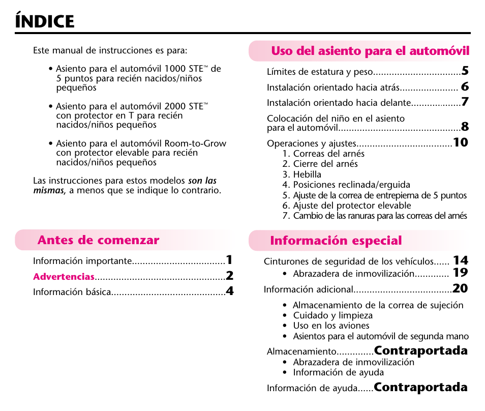 Índice | Graco 1000 STETM User Manual | Page 30 / 54