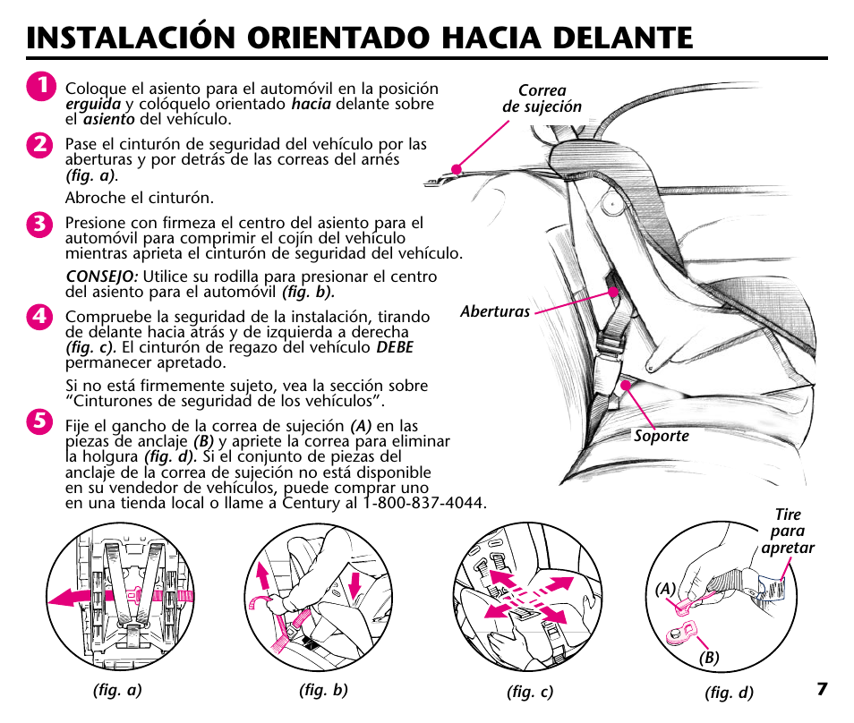 Instalación orientado hacia delante | Graco 1000 STETM User Manual | Page 37 / 54